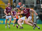 30 April 2023; John Donnelly of Kilkenny in action against Cathal Mannion of Galway during the Leinster GAA Hurling Senior Championship Round 2 match between Kilkenny and Galway at UPMC Nowlan Park in Kilkenny. Photo by Ray McManus/Sportsfile