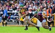 30 April 2023; Tommy Walsh of Kilkenny is tackled by Evan Niland of Galway during the Leinster GAA Hurling Senior Championship Round 2 match between Kilkenny and Galway at UPMC Nowlan Park in Kilkenny. Photo by Ray McManus/Sportsfile