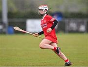 30 April 2023; Emma Holmes of Tyrone during the Electric Ireland Camogie Minor C All-Ireland Championship Shield Final match between Donegal and Tyrone at Tír na nÓg Randalstown in Antrim. Photo by Stephen Marken/Sportsfile
