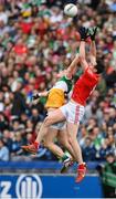 30 April 2023; Tommy Durnin of Louth in action against Shane O'Toole Greeene of Offaly during the Leinster GAA Football Senior Championship Semi Final match between Louth and Offaly at Croke Park in Dublin. Photo by Seb Daly/Sportsfile