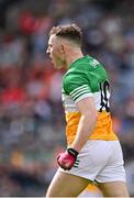 30 April 2023; Cian Farrell of Offaly celebrates during the Leinster GAA Football Senior Championship Semi Final match between Louth and Offaly at Croke Park in Dublin. Photo by Seb Daly/Sportsfile