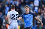 30 April 2023; Cian Murphy of Dublin and Jimmy Hyland of Kildare after the Leinster GAA Football Senior Championship Semi Final match between Dublin and Kildare at Croke Park in Dublin. Photo by Seb Daly/Sportsfile