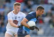 30 April 2023; James McCarthy of Dublin in action against Paddy Woodgate of Kildare during the Leinster GAA Football Senior Championship Semi Final match between Dublin and Kildare at Croke Park in Dublin. Photo by Seb Daly/Sportsfile