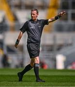 30 April 2023; Referee Joe McQuillan during the Leinster GAA Football Senior Championship Semi Final match between Louth and Offaly at Croke Park in Dublin. Photo by Ben McShane/Sportsfile