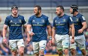 29 April 2023; Leinster forwards, from left, James Ryan, Jason Jenkins, Jack Conan and Caelan Doris during the Heineken Champions Cup Semi Final match between Leinster and Toulouse at the Aviva Stadium in Dublin. Photo by Ramsey Cardy/Sportsfile