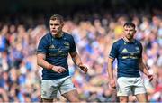 29 April 2023; Garry Ringrose, left, and Hugo Keenan of Leinster during the Heineken Champions Cup Semi Final match between Leinster and Toulouse at the Aviva Stadium in Dublin. Photo by Ramsey Cardy/Sportsfile