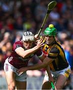 30 April 2023; Daithi Burke of Galway in action against Eoin Cody of Kilkenny during the Leinster GAA Hurling Senior Championship Round 2 match between Kilkenny and Galway at UPMC Nowlan Park in Kilkenny. Photo by Harry Murphy/Sportsfile
