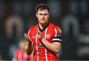 28 April 2023; Cameron McJannet of Derry City after the SSE Airtricity Men's Premier Division match between Derry City and St Patrick's Athletic at The Ryan McBride Brandywell Stadium in Derry. Photo by Ramsey Cardy/Sportsfile