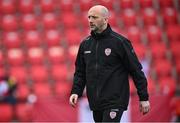 28 April 2023; Derry City assistant manager Paddy McLaughlin before the SSE Airtricity Men's Premier Division match between Derry City and St Patrick's Athletic at The Ryan McBride Brandywell Stadium in Derry. Photo by Ramsey Cardy/Sportsfile
