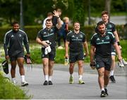 1 May 2023; Leinster players, from left, Temi Lasisi, John McKee, Liam Turner, Rónan Kelleher and Joe McCarthy during a Leinster Rugby squad training session at UCD in Dublin. Photo by Harry Murphy/Sportsfile
