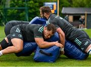 1 May 2023; Tadgh McElroy and Jason Jenkins during a Leinster Rugby squad training session at UCD in Dublin. Photo by Harry Murphy/Sportsfile