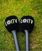 1 May 2023; A detailed view of LOI TV microphones before the SSE Airtricity Men's Premier Division match between UCD and Dundalk at UCD Bowl in Dublin. Photo by Stephen Marken/Sportsfile