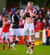 1 May 2023; Jay McGrath of St Patrick's Athletic reacts at the final whistle of the SSE Airtricity Men's Premier Division match between St Patrick's Athletic and Sligo Rovers at Richmond Park in Dublin. Photo by Ben McShane/Sportsfile
