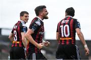 1 May 2023; Adam McDonnell of Bohemians celebrates after scoring his side's second goal during the SSE Airtricity Men's Premier Division match between Bohemians and Cork City at Dalymount Park in Dublin. Photo by Harry Murphy/Sportsfile
