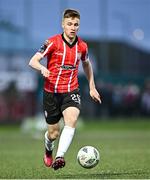 1 May 2023; Brandon Kavanagh of Derry City during the SSE Airtricity Men's Premier Division match between Derry City and Shamrock Rovers at The Ryan McBride Brandywell Stadium in Derry. Photo by Ramsey Cardy/Sportsfile