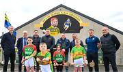 2 May 2023; At the launch of The Dillon Quirke Foundation fundraising in association with The Circet All-Ireland GAA Golf Challenge at the Clonoulty-Rossmore GAA Club in Tipperary is children from Clonoulty and Rossmore schools, from left, Rian Quinn, aged nine, Scott Wood, aged ten, Hazel Rayn, aged nine and Jamie O'Sullivan, aged eight, with inter-county hurling managers, from left, Henry Shefflin of Galway, John Kiely of Limerick, Darren Gleeson of Antrim, Darragh Egan of Wexford, Pat Ryan of Cork, Davy Fitzgerald of Waterford, Stephen Molumphy of Kerry and Liam Cahill of Tipperary. The Foundation are calling on all GAA clubs to provide €100 towards providing cardiac screening across the association. To donate, visit bit.ly/doitfordillon. Photo by Harry Murphy/Sportsfile