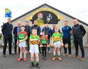 2 May 2023; At the launch of The Dillon Quirke Foundation fundraising in association with The Circet All-Ireland GAA Golf Challenge at the Clonoulty-Rossmore GAA Club in Tipperary is children from Clonoulty and Rossmore schools, from left, Rian Quinn, aged nine, Scott Wood, aged ten, Hazel Rayn, aged nine and Jamie O'Sullivan, aged eight, with inter-county hurling managers, from left, Henry Shefflin of Galway, John Kiely of Limerick, Darren Gleeson of Antrim, Darragh Egan of Wexford, Pat Ryan of Cork, Davy Fitzgerald of Waterford, Stephen Molumphy of Kerry and Liam Cahill of Tipperary. The Foundation are calling on all GAA clubs to provide €100 towards providing cardiac screening across the association. To donate, visit bit.ly/doitfordillon. Photo by Harry Murphy/Sportsfile