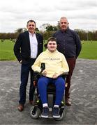 2 May 2023; At the launch of The Dillon Quirke Foundation fundraising in association with The Circet All-Ireland GAA Golf Challenge at the Clonoulty-Rossmore GAA Club in Tipperary is, from left, Challenge organising chairman Liam Daniels, Ian O'Connell and Michael O'Connell. The Foundation are calling on all GAA clubs to provide €100 towards providing cardiac screening across the association. To donate, visit bit.ly/doitfordillon. Photo by Harry Murphy/Sportsfile