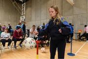 3 May 2023; Jamie-Marie Tobin, age 16, from Clonmel, Tipperary, in action during the Special Olympics Munster; MATP event at ETU Arena, West Campus, Carriganore in Waterford. Photo by Matt Browne/Sportsfile