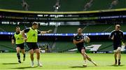 5 May 2023; Leinster players, from left, Cian Healy, John McKee, Dave Kearney and Ryan Baird during a Leinster Rugby captain's run at the Aviva Stadium in Dublin. Photo by Harry Murphy/Sportsfile