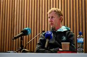 5 May 2023; Head coach Leo Cullen during a Leinster Rugby media conference at the Aviva Stadium in Dublin. Photo by Harry Murphy/Sportsfile