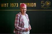 5 May 2023; Paula Gorham poses for a portrait during a reunion of the 1973 Republic of Ireland women's national team at The Westin Hotel in Dublin. The players & officials from the team who beat Wales away in the first ever Republic of Ireland WNT competitive fixture were joined by the players from the first ever official home game, against Northern Ireland, at a special event in Dublin as part of the FAI's 50-Year Celebrations of Women and Girls' Football. This event follows on from the announcement that every player to feature for the WNT in an official game from 1973-2023 will receive a one-off commemorative cap later this year. Photo by Brendan Moran/Sportsfile