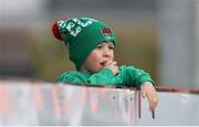 5 May 2023; A young Cork City supporter looks on before the SSE Airtricity Men's Premier Division match between Cork City and St Patrick's Athletic at Turner's Cross in Cork. Photo by Michael P Ryan/Sportsfile