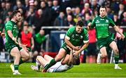5 May 2023; Tom Farrell of Connacht is tackled by Mike Lowry of Ulster during the United Rugby Championship Quarter-Final match between Ulster and Connacht at Kingspan Stadium in Belfast. Photo by Ramsey Cardy/Sportsfile