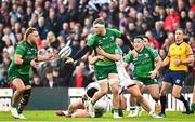 5 May 2023; Niall Murray of Connacht offloads to Finlay Bealham during the United Rugby Championship Quarter-Final match between Ulster and Connacht at Kingspan Stadium in Belfast. Photo by Ramsey Cardy/Sportsfile