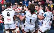 5 May 2023; Players from both teams tussle during the United Rugby Championship Quarter-Final match between Ulster and Connacht at Kingspan Stadium in Belfast. Photo by Ramsey Cardy/Sportsfile