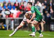 5 May 2023; Jack Carty of Connacht is tackled by Kieran Treadwell of Ulster during the United Rugby Championship Quarter-Final match between Ulster and Connacht at Kingspan Stadium in Belfast. Photo by Harry Murphy/Sportsfile