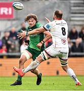 5 May 2023; Cian Prendergast of Connacht kicks past Duane Vermeulen of Ulster during the United Rugby Championship Quarter-Final match between Ulster and Connacht at Kingspan Stadium in Belfast. Photo by Ramsey Cardy/Sportsfile
