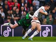 5 May 2023; Jacob Stockdale of Ulster is tackled by Mack Hansen of Connacht during the United Rugby Championship Quarter-Final match between Ulster and Connacht at Kingspan Stadium in Belfast. Photo by Harry Murphy/Sportsfile