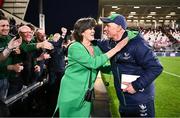 5 May 2023; Connacht director of rugby Andy Friend, and his wife Kerri, after the United Rugby Championship Quarter-Final match between Ulster and Connacht at Kingspan Stadium in Belfast. Photo by Ramsey Cardy/Sportsfile