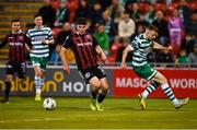5 May 2023; James Clarke of Bohemians evades the tackle of Sean Hoare of Shamrock Rovers during the SSE Airtricity Men's Premier Division match between Shamrock Rovers and Bohemians at Tallaght Stadium in Dublin. Photo by Tyler Miller/Sportsfile
