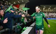 5 May 2023; Mack Hansen of Connacht after his side's victory in the United Rugby Championship Quarter-Final match between Ulster and Connacht at Kingspan Stadium in Belfast. Photo by Harry Murphy/Sportsfile