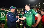 5 May 2023; Connacht director of rugby Andy Friend and Tom Farrell of Connacht after their side's victory in the United Rugby Championship Quarter-Final match between Ulster and Connacht at Kingspan Stadium in Belfast. Photo by Harry Murphy/Sportsfile