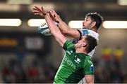 5 May 2023; Sam Carter of Ulster and Oisín Dowling of Connacht compete for possession in a lineout during the United Rugby Championship Quarter-Final match between Ulster and Connacht at Kingspan Stadium in Belfast. Photo by Ramsey Cardy/Sportsfile