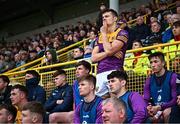 29 April 2023; Jack O'Connor of Wexford, and teammates watch on from the bench during the Leinster GAA Hurling Senior Championship Round 2 match between Wexford and Antrim at Chadwicks Wexford Park in Wexford. Photo by Tyler Miller/Sportsfile