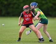 6 May 2023; Caileigh McConnell of Down in action against Amy McLoughlin of Kerry the Electric Ireland Minor C All-Ireland Championship Final match between Down and Kerry at Clane GAA in Kildare. Photo by Stephen Marken/Sportsfile