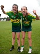 6 May 2023; Twin sister Hannah Ryan, left, and Kathryn Ryan celebrate after the Electric Ireland Minor C All-Ireland Championship Final match between Down and Kerry at Clane GAA in Kildare. Photo by Stephen Marken/Sportsfile