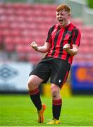 6 May 2023; Evan Reel of Cherry Orchard FC celebrates after the final whistle of the FAI Under 17 Cup Final 2022/23 match between Cherry Orchard FC and St Kevin’s Boys FC at Richmond Park in Dublin. Photo by Tyler Miller/Sportsfile