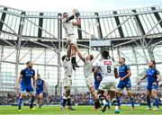 6 May 2023; Gerbrandt Grobler of Cell C Sharks takes possession in a lineout during the United Rugby Championship Quarter-Final between Leinster and Cell C Sharks at the Aviva Stadium in Dublin. Photo by Harry Murphy/Sportsfile