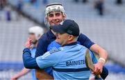 6 May 2023; Dublin manager Micheál Donoghue celebrates with Paddy Doyle of Dublin after the Leinster GAA Hurling Senior Championship Round 3 match between Dublin and Wexford at Croke Park in Dublin. Photo by Ray McManus/Sportsfile