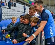 6 May 2023; Paddy Smyth of Dublin poses with young supporters after the Leinster GAA Hurling Senior Championship Round 3 match between Dublin and Wexford at Croke Park in Dublin. Photo by Ray McManus/Sportsfile