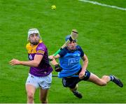 6 May 2023; Rory O'Connor of Wexford is tackled by Paul Crummey of Dublin during the Leinster GAA Hurling Senior Championship Round 3 match between Dublin and Wexford at Croke Park in Dublin. Photo by Ray McManus/Sportsfile
