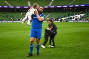 6 May 2023; Charlie Ngatai of Leinster with his children Hannabelle, left, Makaea and Tiare after the United Rugby Championship Quarter-Final between Leinster and Cell C Sharks at the Aviva Stadium in Dublin. Photo by Harry Murphy/Sportsfile
