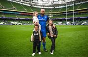 6 May 2023; Charlie Ngatai of Leinster with his children Hannabelle, Makaea and Tiare after the United Rugby Championship Quarter-Final between Leinster and Cell C Sharks at the Aviva Stadium in Dublin. Photo by Harry Murphy/Sportsfile