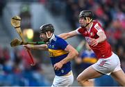 6 May 2023; Gearoid O'Connor of Tipperary in action against Robert Downey of Cork during the Munster GAA Hurling Senior Championship Round 3 match between Cork and Tipperary at Páirc Uí Chaoimh in Cork. Photo by David Fitzgerald/Sportsfile