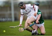6 May 2023; Jamie Ryan of Galway in action against Charlie McCormack of Westmeath during the Leinster GAA Hurling Senior Championship Round 3 match between Westmeath and Galway at TEG Cusack Park in Mullingar, Westmeath. Photo by Michael P Ryan/Sportsfile